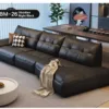 Corner-shaped leather sofa with top-grain cowhide
