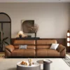 Italian light luxury oil-wax leather sofa