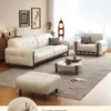 New Vintage Style Top-Grain Leather Solid Wood Upholstered Sofa