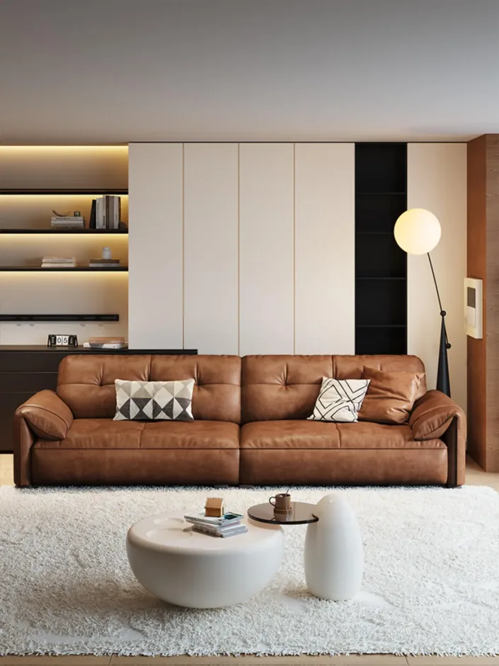 Luxurious oil-waxed leather sofa