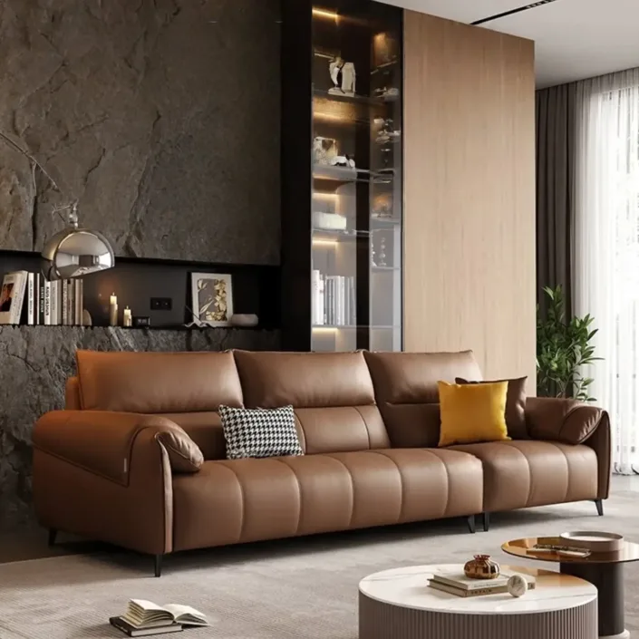 Italian minimalist elephant ear genuine leather sofa