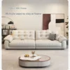 Simple cream style multi-functional charging genuine leather sofa