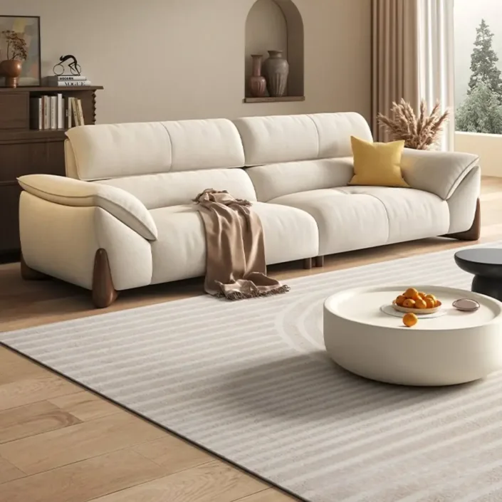 Globe Furnishings - Cream Vintage-style Fabric Sofa Globe Furnishings - Cream Vintage-style Fabric Sofa