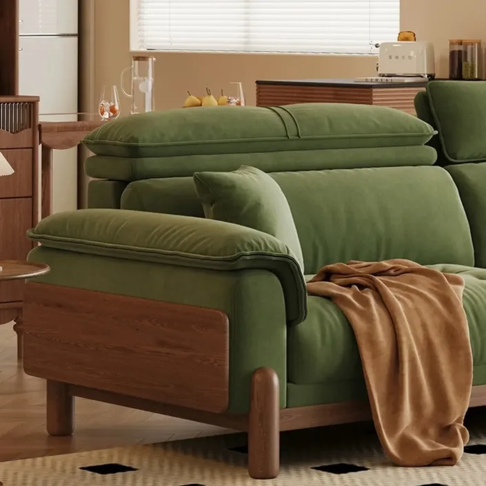 Globe Furnishings - Natural Wood-Style Cream Upholstered Sofa Globe Furnishings - Natural Wood-Style Cream Upholstered Sofa