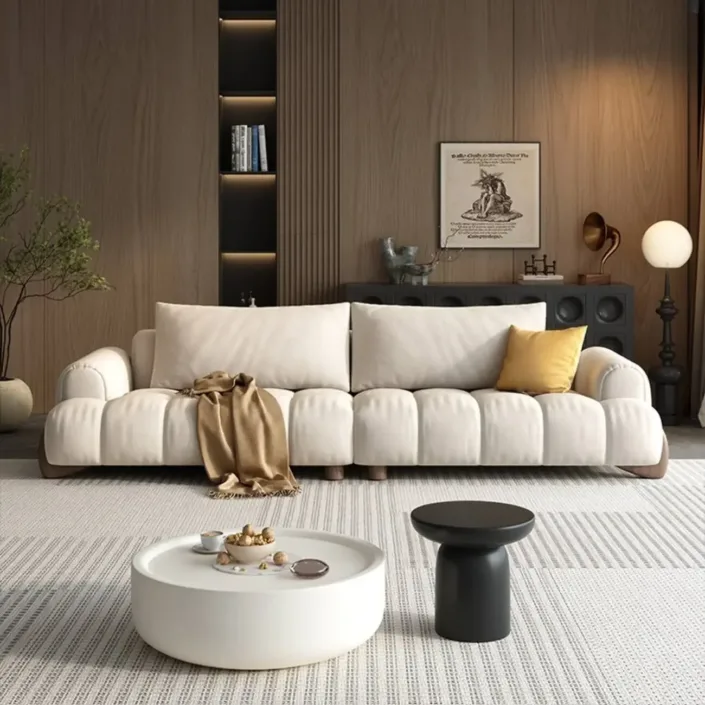 Globe Furnishings - Luxury Modern Straight-Line Cat-Scratch-Resistant Fabric Cotton Candy Sofa Globe Furnishings - Luxury Modern Straight-Line Cat-Scratch-Resistant Fabric Cotton Candy Sofa