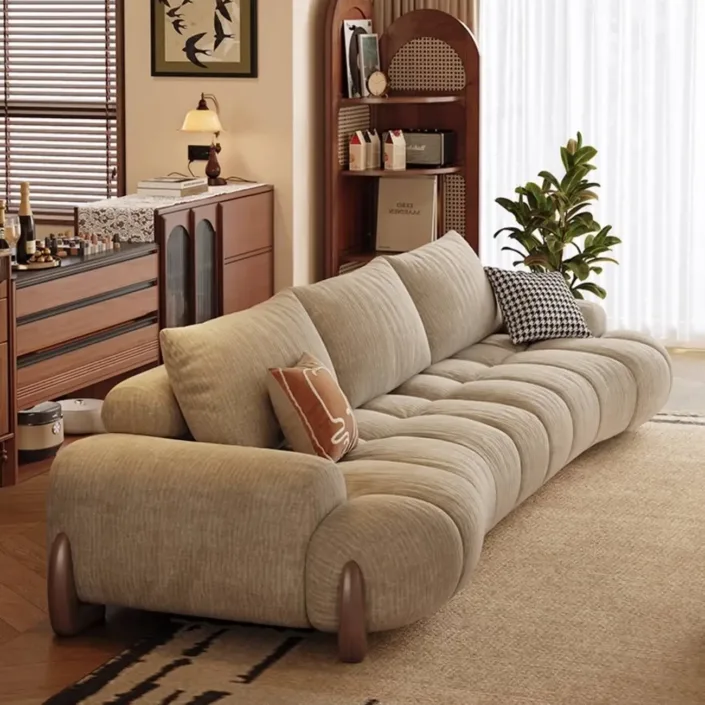 Globe Furnishings - Vintage-style curved fabric sofa Globe Furnishings - Vintage-style curved fabric sofa