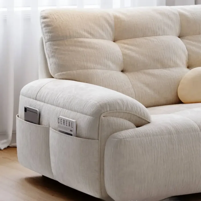 Globe Furnishings - Cloud-Shaped Sofa in Cream-Colored Cat-Scratch-Resistant Fabric Globe Furnishings - Cloud-Shaped Sofa in Cream-Colored Cat-Scratch-Resistant Fabric