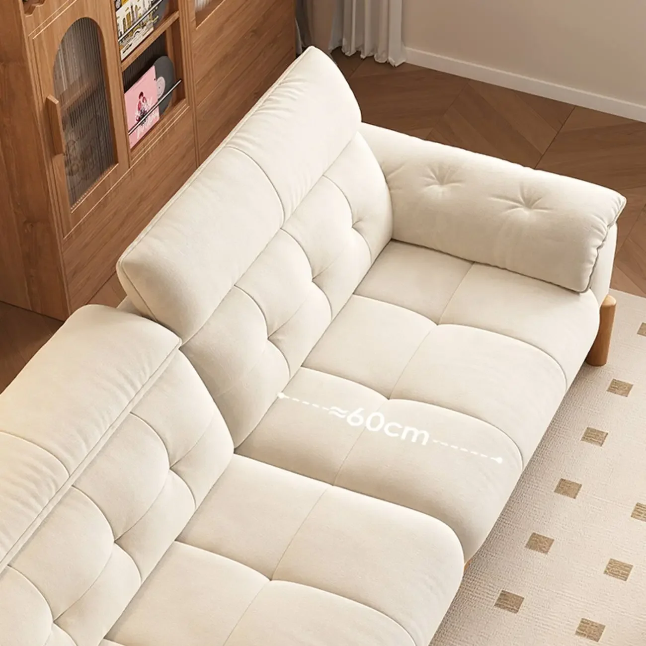 主图-02 Globe Furnishings - Solid Wood Cream-Style Upholstered Sofa