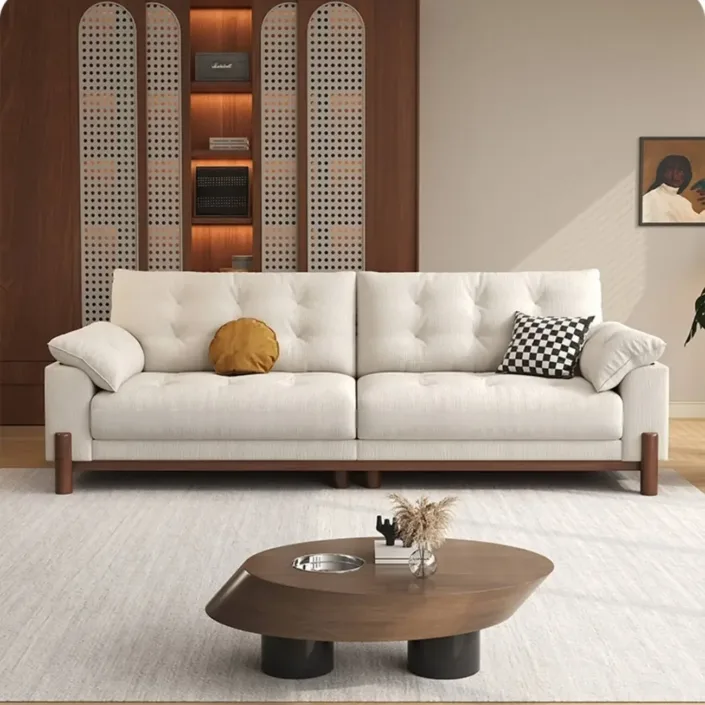 Globe Furnishings - Removable-Cover Solid Wood Cloud-Style Upholstered fabric Sofa