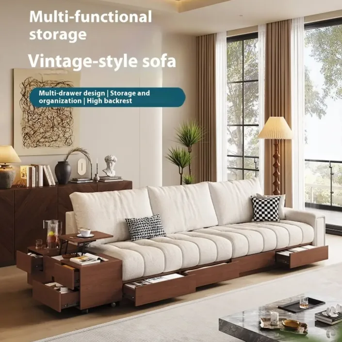 Globe Furnishings - Medieval-style cotton and linen solid wood fabric sofa Globe Furnishings - Medieval-style cotton and linen solid wood fabric sofa