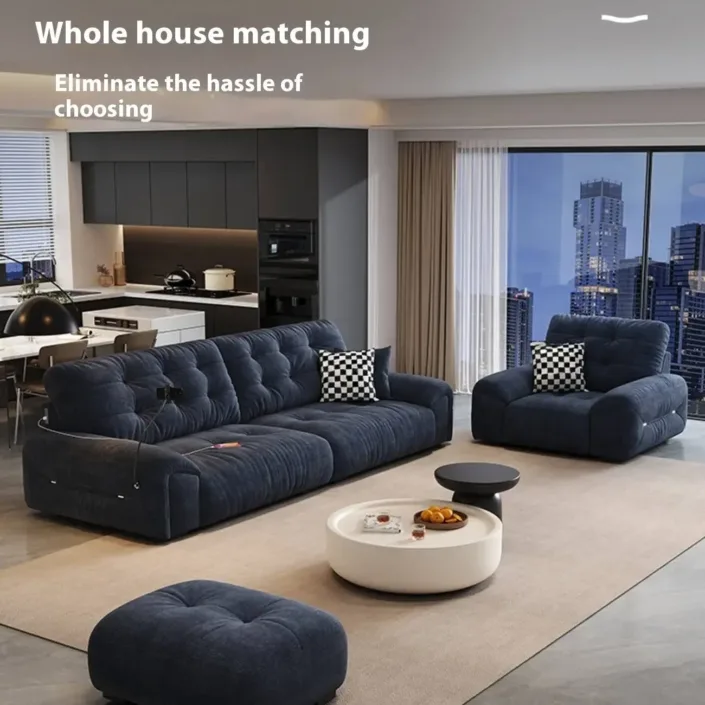 Globe Furnishings - Chenille Multifunctional Charging Lazy Cloud Sofa Globe Furnishings - Chenille Multifunctional Charging Lazy Cloud Sofa