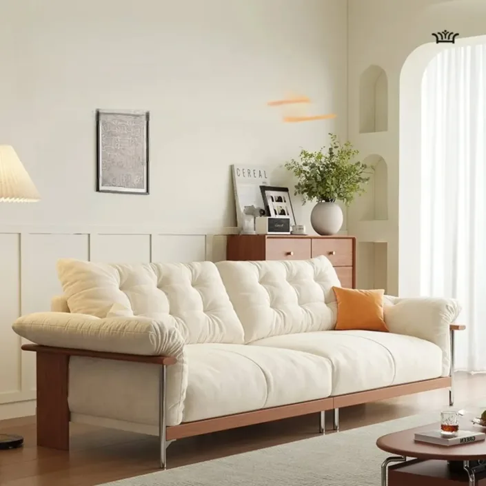 French Vintage Chenille Velvet Sofa