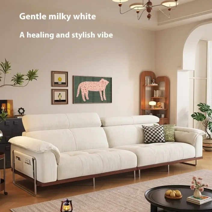 Globe Furnishings - Adjustable High-Leg Cream Vintage Sofa Globe Furnishings - Adjustable High-Leg Cream Vintage Sofa