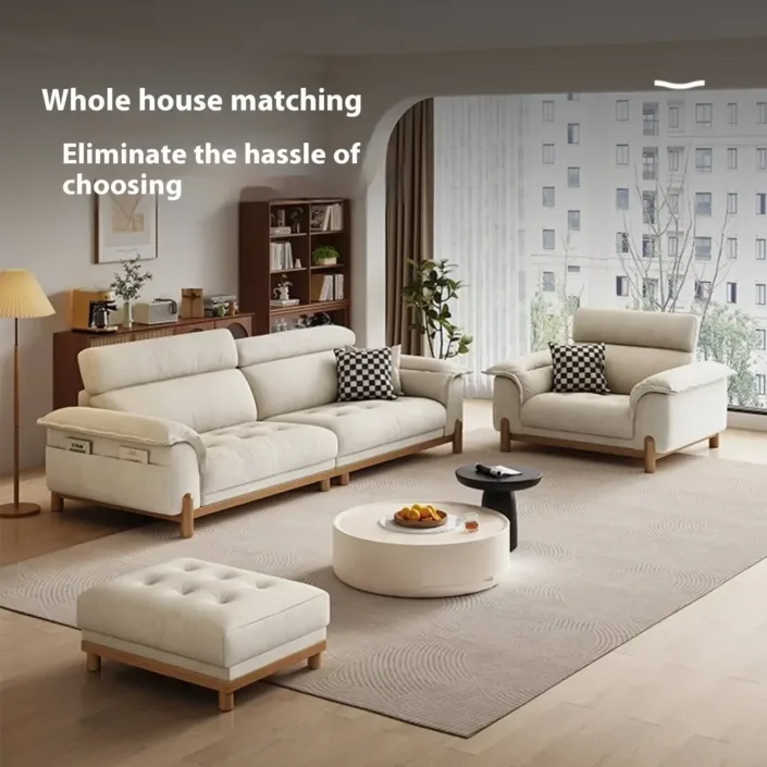 Globe Furnishings - Straight-Line Light Luxury Cream Technology Fabric Sofa Globe Furnishings - Straight-Line Light Luxury Cream Technology Fabric Sofa