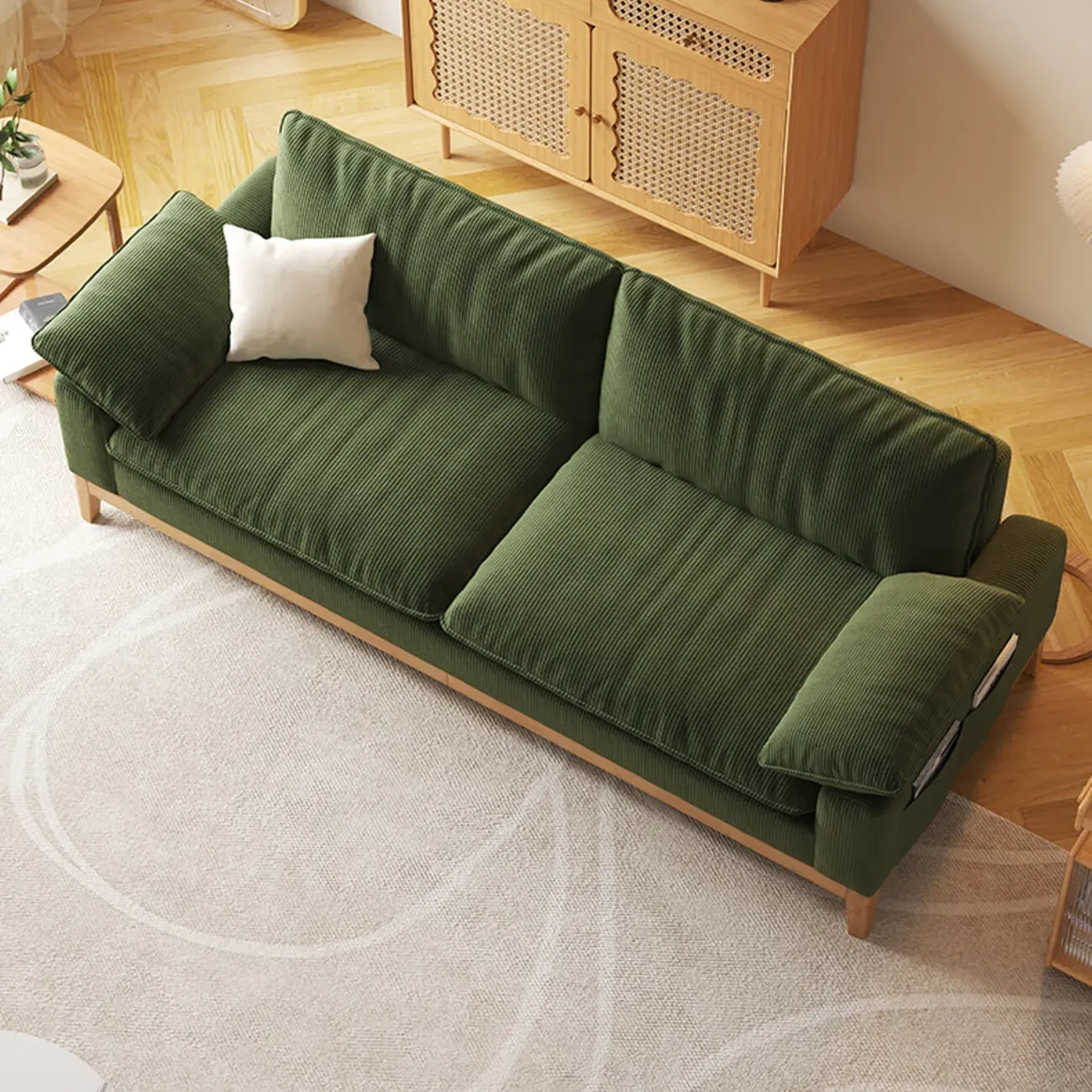 主图-02 Globe Furnishings - Japanese-Style Solid Wood Fabric Corduroy Cube Sofa