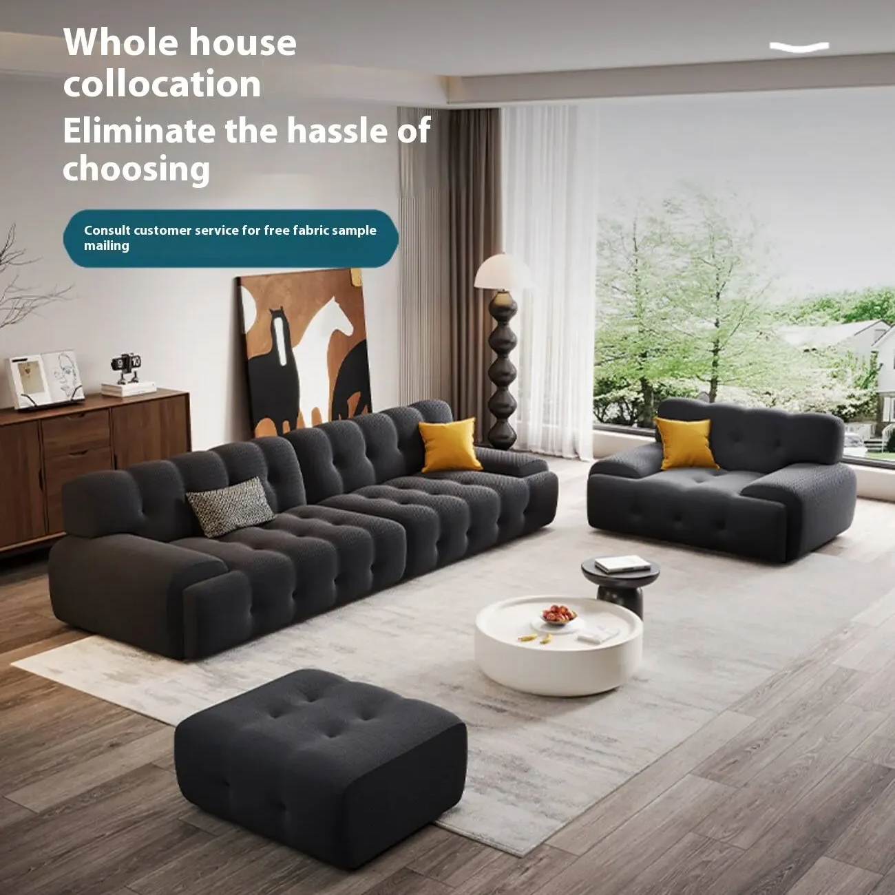 主图-02 Globe Furnishings - Rochebois Straight-Line Trendy Fabric Sofa
