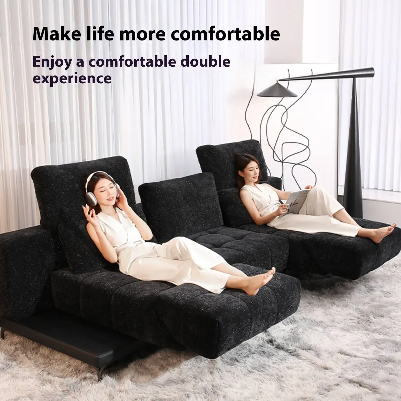 主图-02 Globe Furnishings - Versatile Multi-Functional Adjustable Fabric Sofa