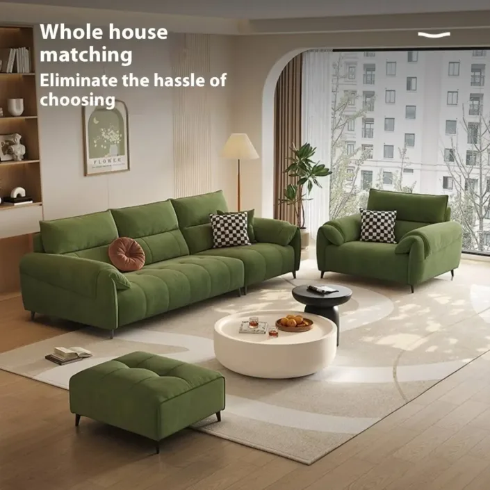 Globe Furnishings - New Cream-Style Light Luxury Linear Fabric Sofa Globe Furnishings - New Cream-Style Light Luxury Linear Fabric Sofa