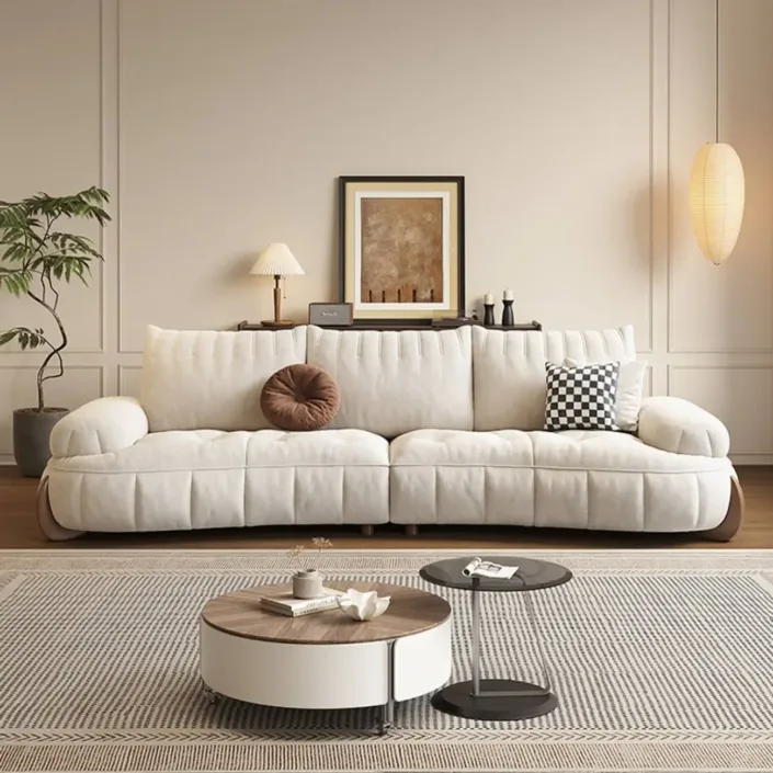 Globe Furnishings - Modern Cream-Style Fabric Sofa Globe Furnishings - Modern Cream-Style Fabric Sofa
