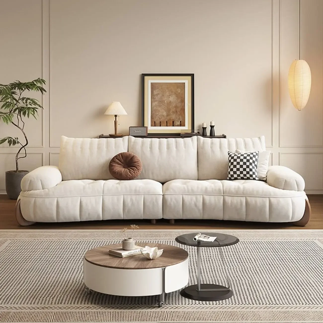 主图-02 Globe Furnishings - Modern Cream-Style Fabric Sofa