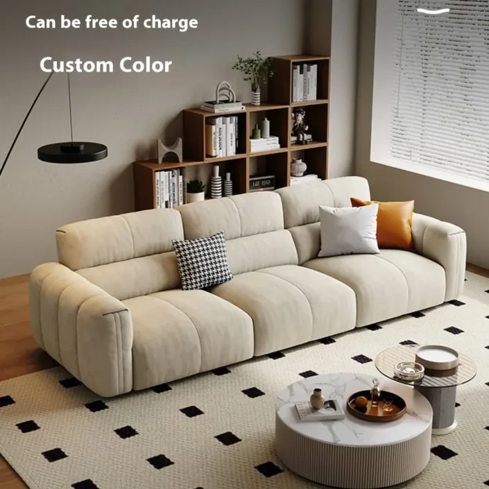 Globe Furnishings - New Cream-Toned Tech Fabric Sofa in Linear Design Globe Furnishings - New Cream-Toned Tech Fabric Sofa in Linear Design