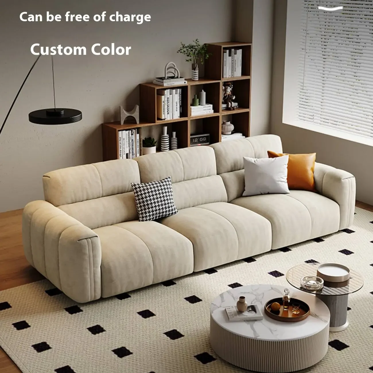 主图-02 Globe Furnishings - New Cream-Toned Tech Fabric Sofa in Linear Design