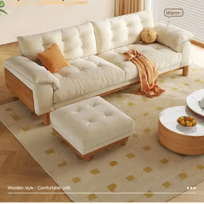 Globe Furnishings - Vintage-Style Solid Wood Cloud-Pattern Upholstered Sofa Globe Furnishings - Vintage-Style Solid Wood Cloud-Pattern Upholstered Sofa