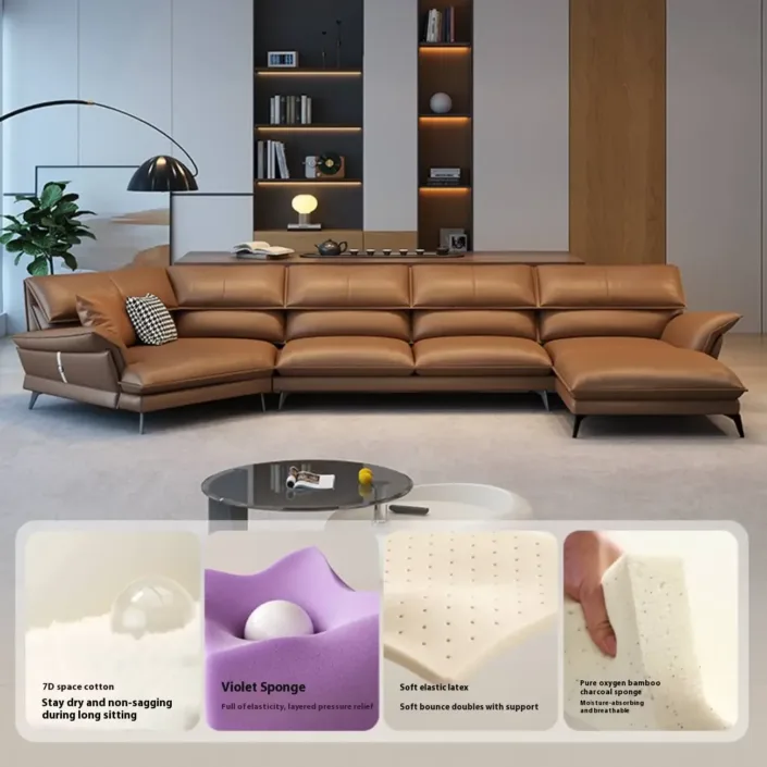 Globe Furnishings - Italian Minimalist Corner Leather Sofa Globe Furnishings - Italian Minimalist Corner Leather Sofa