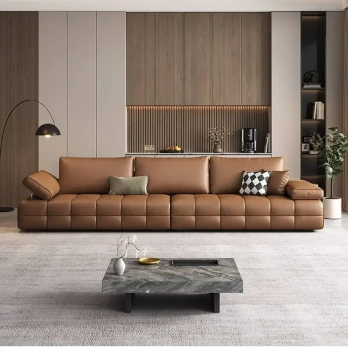 Globe Furnishings - Italian Minimalist Full Genuine Leather New Lawrence Sofa Globe Furnishings - Italian Minimalist Full Genuine Leather New Lawrence Sofa