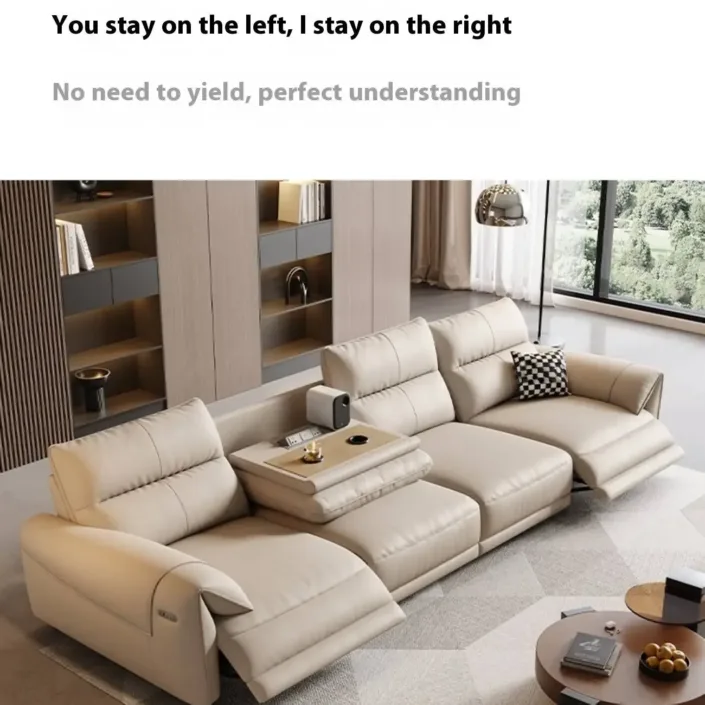 Globe Furnishings - Multifunctional Cup Holder Leather Sofa Globe Furnishings - Multifunctional Cup Holder Leather Sofa