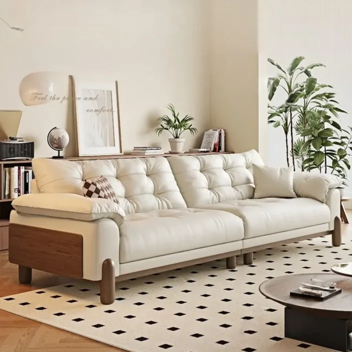 Globe Furnishings - Cloudy Black Walnut Combination Leather Sofa Globe Furnishings - Cloudy Black Walnut Combination Leather Sofa