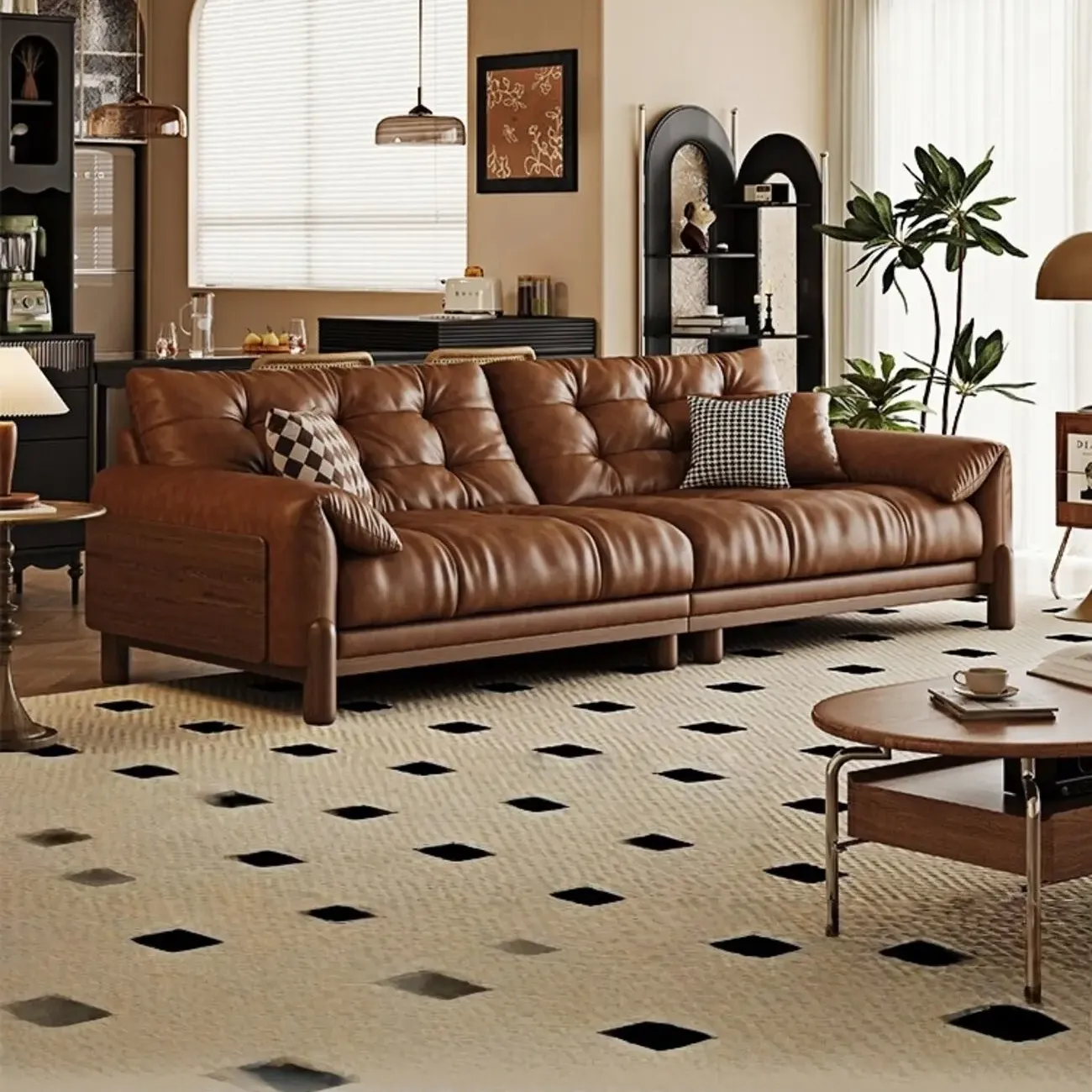主图-02 Globe Furnishings - Vintage Solid Wood Sectional Sofa