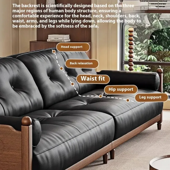 Globe Furnishings - American-style vintage top-grain leather straight sofa Globe Furnishings - American-style vintage top-grain leather straight sofa