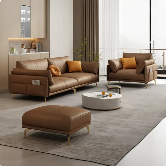 Globe Furnishings - Italian full-grain leather upholstered sofa Globe Furnishings - Italian full-grain leather upholstered sofa