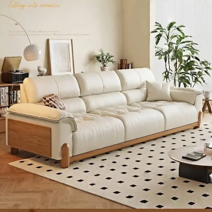 Vintage-Style Multifunctional Electric Top-Grain Leather Sofa