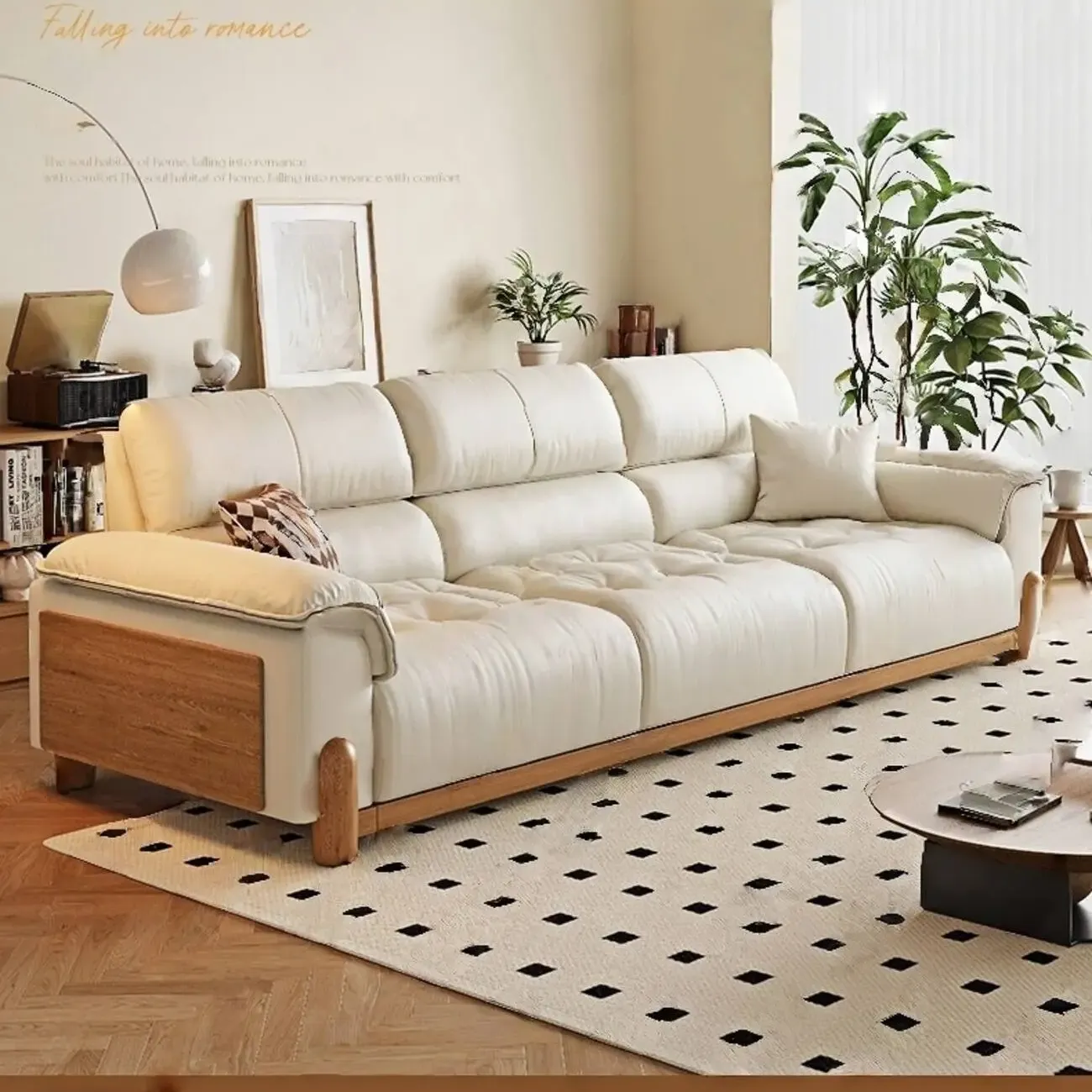 主图-02 Globe Furnishings - Vintage-Style Multifunctional Electric Top-Grain Leather Sofa