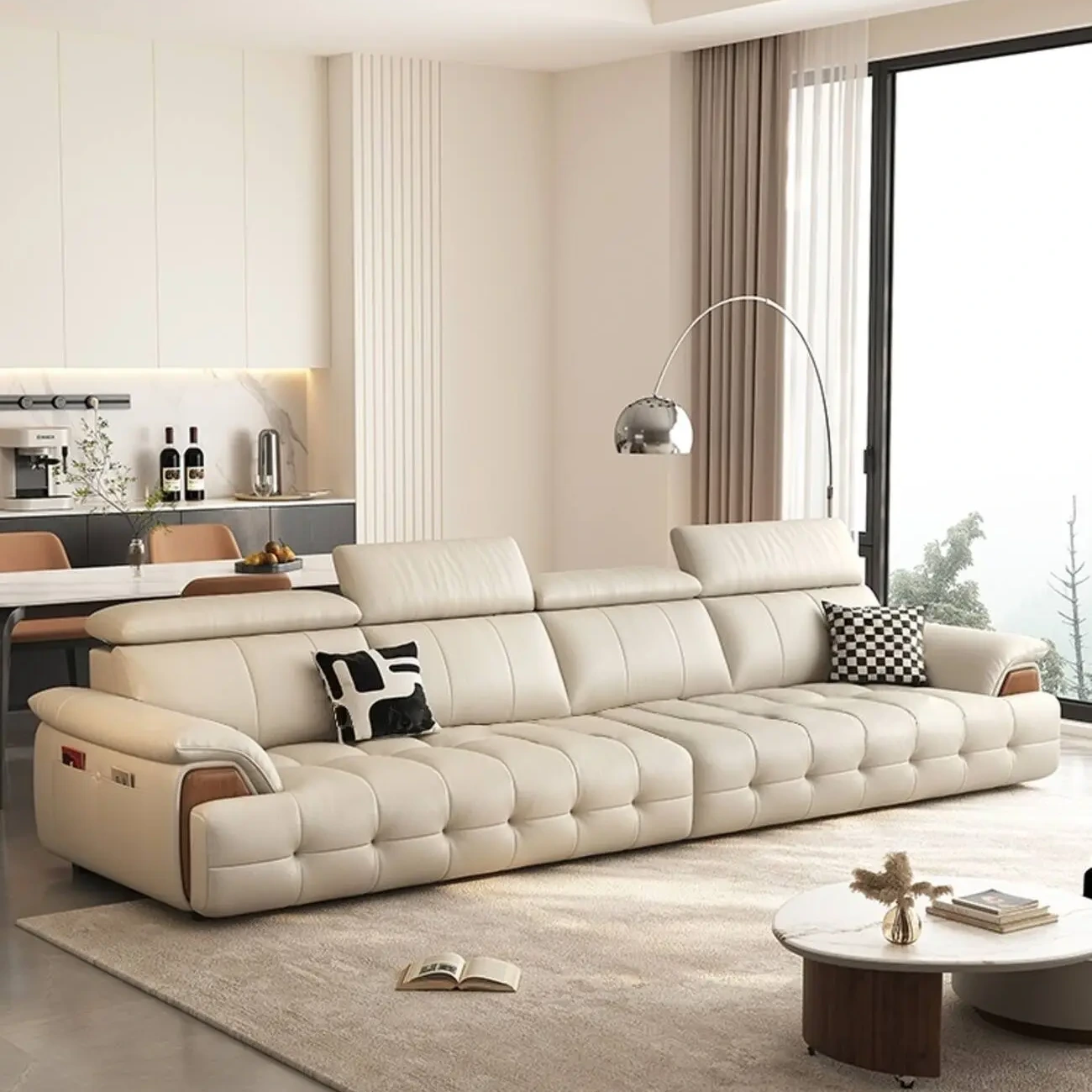 主图-02 Globe Furnishings - New Italian Solid Wood Frame Leather Sofa