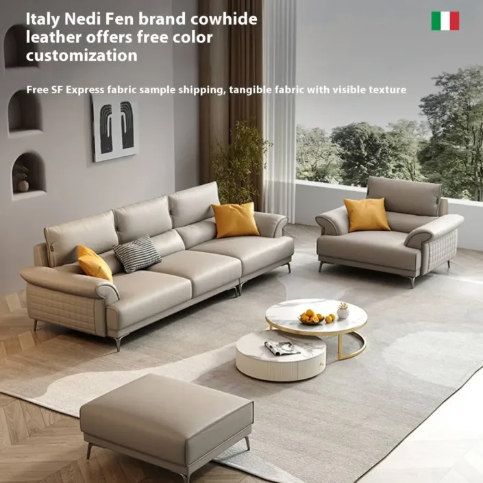 Globe Furnishings - Italian Nordic-inspired luxury leather sofa Globe Furnishings - Italian Nordic-inspired luxury leather sofa