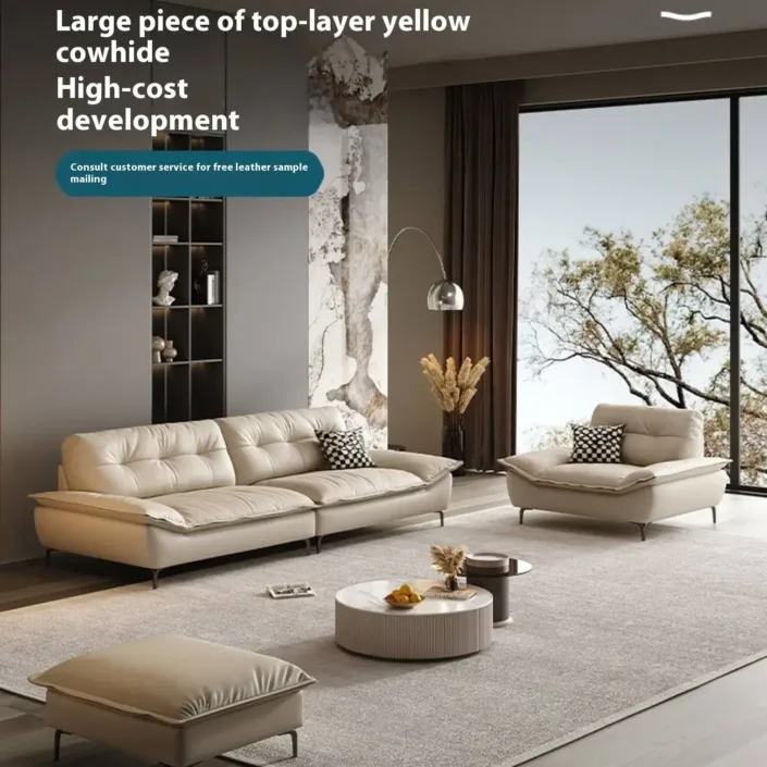 Globe Furnishings - Italian Luxury Cloud-Shaped Sofa in Top-Grain Leather Globe Furnishings - Italian Luxury Cloud-Shaped Sofa in Top-Grain Leather