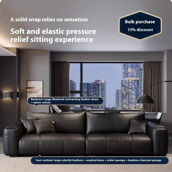 Globe Furnishings - Minimalist Comfort Cloud Leather Sofa Globe Furnishings - Minimalist Comfort Cloud Leather Sofa