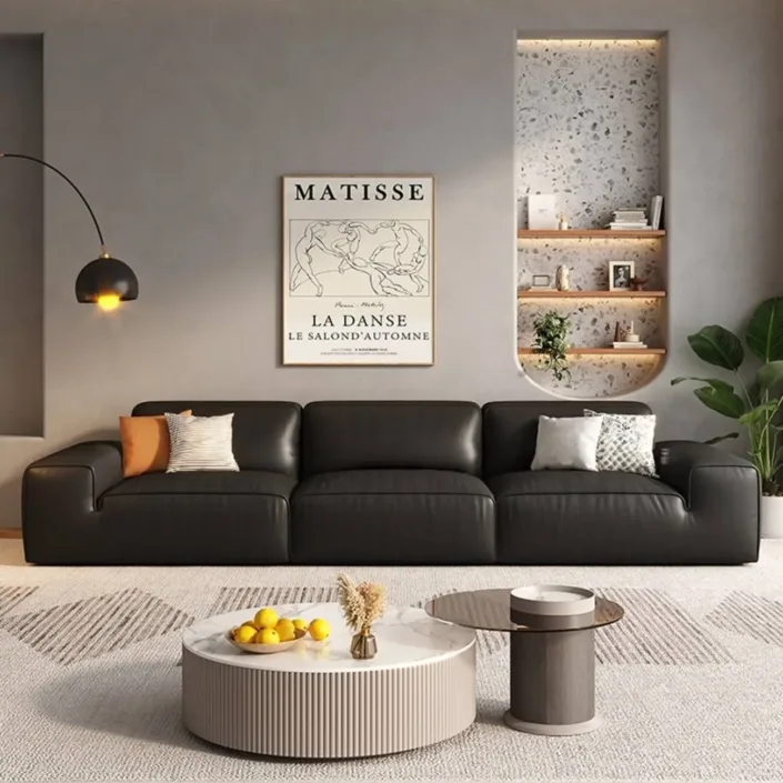 Globe Furnishings - Italian Luxury Black Cowhide Leather Sofa Globe Furnishings - Italian Luxury Black Cowhide Leather Sofa