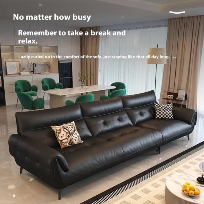 Globe Furnishings - Compact-style straight-back leather sofa Globe Furnishings - Compact-style straight-back leather sofa