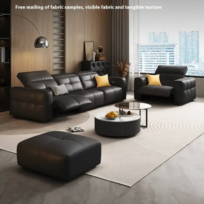 Globe Furnishings - Italian Minimalist Genuine Leather Functional Sofa Globe Furnishings - Italian Minimalist Genuine Leather Functional Sofa