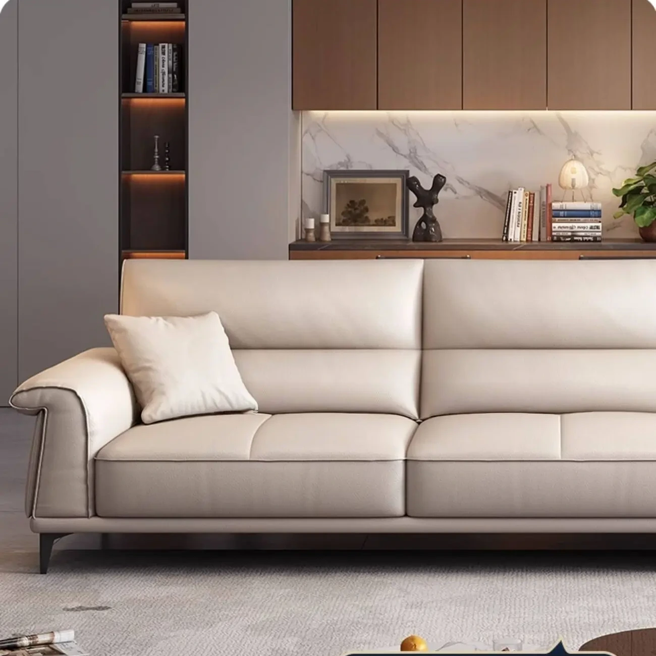 主图-02 Globe Furnishings - Luxury Minimalist Comfortable Leather Sofa