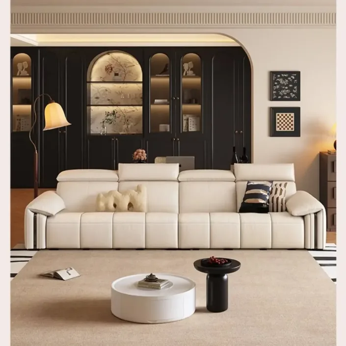 Globe Furnishings - Italian Minimalist Light Luxury Top Grain Leather Sofa Globe Furnishings - Italian Minimalist Light Luxury Top Grain Leather Sofa