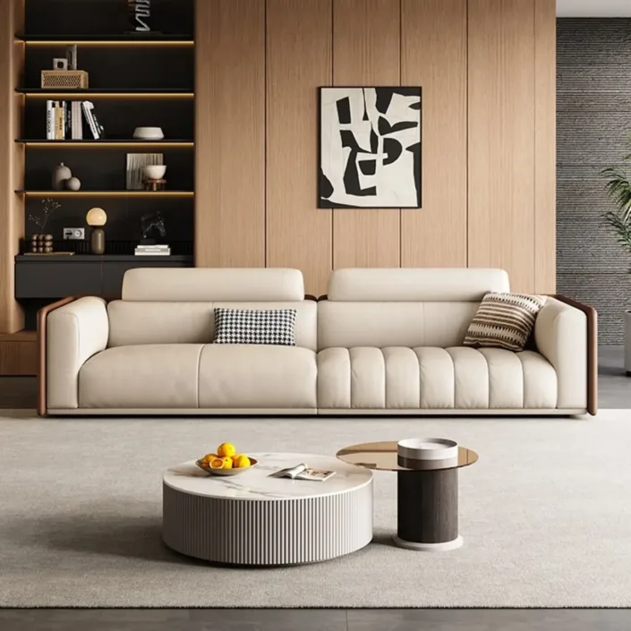 Globe Furnishings - Piano key head layer cowhide leather sofa Globe Furnishings - Piano key head layer cowhide leather sofa