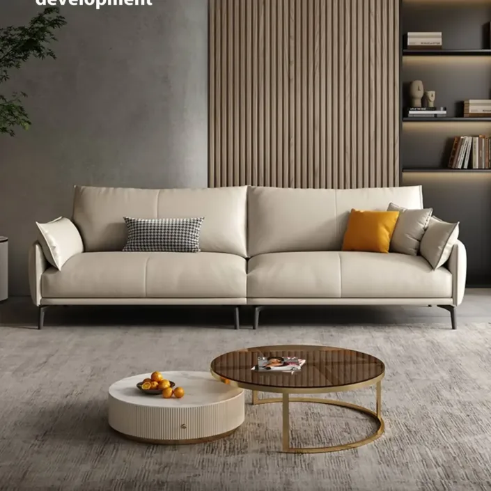 Globe Furnishings - Italian Minimalist Top-Grain Leather Designer Sofa Globe Furnishings - Italian Minimalist Top-Grain Leather Designer Sofa