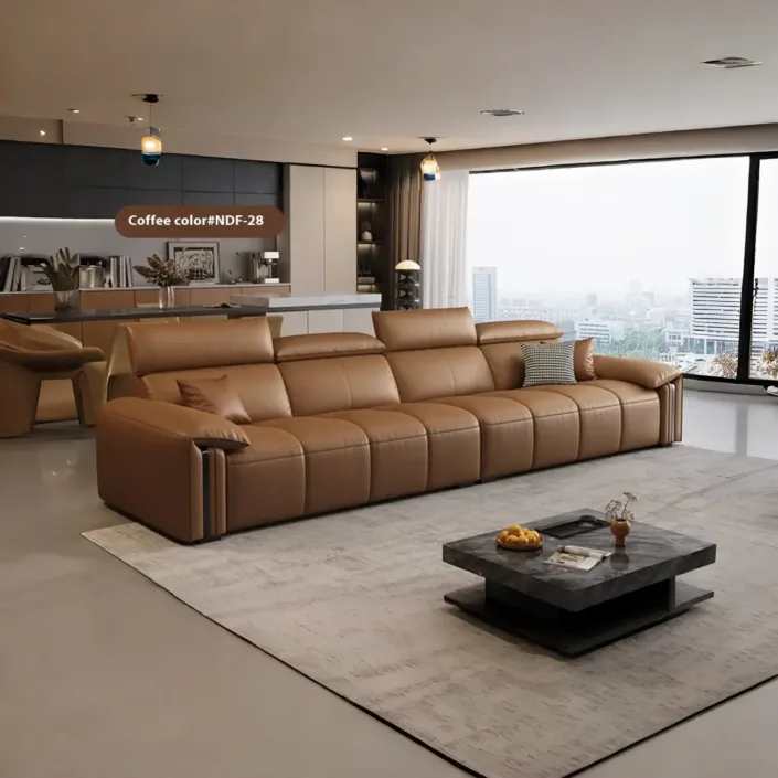 Globe Furnishings - Italian Minimalist Straight-Line Top-Grain Leather Sofa Globe Furnishings - Italian Minimalist Straight-Line Top-Grain Leather Sofa