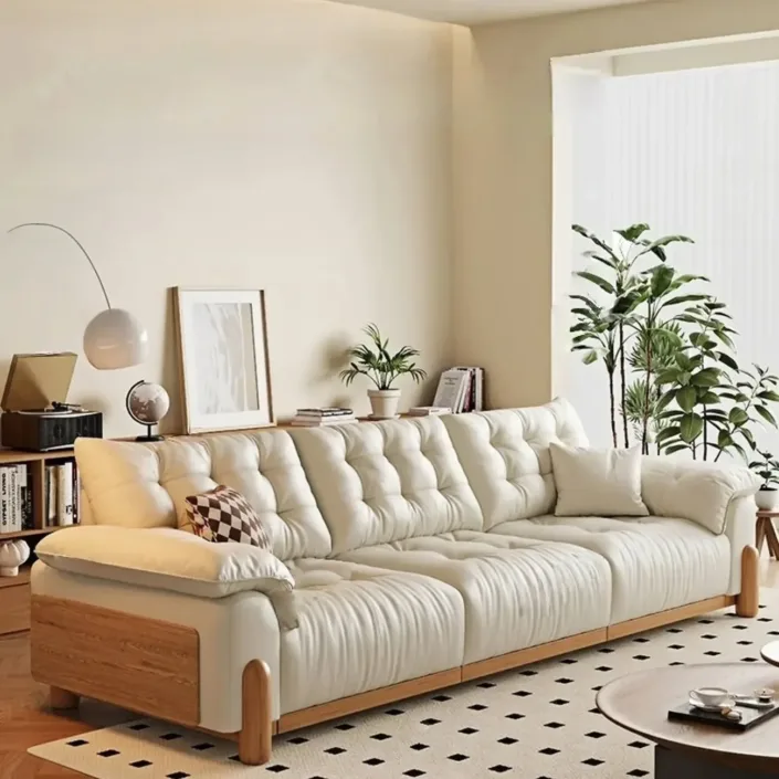 Italian multi-functional extendable leather sofa