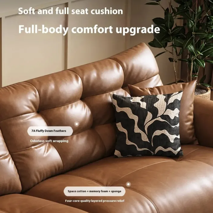Globe Furnishings - Oil Wax Leather Extra Deep Seat Straight Row Swan Leather Sofa Globe Furnishings - Oil Wax Leather Extra Deep Seat Straight Row Swan Leather Sofa